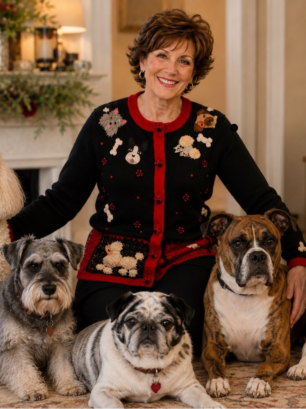 Dog Lovers Ugly Christmas Sweater Furry And Bright Woman’s Size M Designer Berek